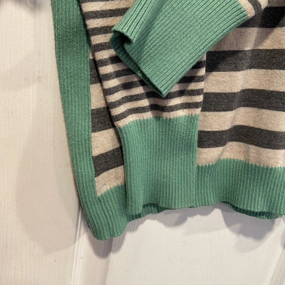 Olive & Oak Size S Striped Pullover Sweater Gray Cream Mint Ribbed Contrast - Picture 2 of 12